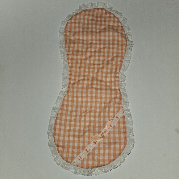 Orange Peach White Gingham Plaid Burp Cloth Lace Trim Strawberry Patch Atlanta - Picture 1 of 6